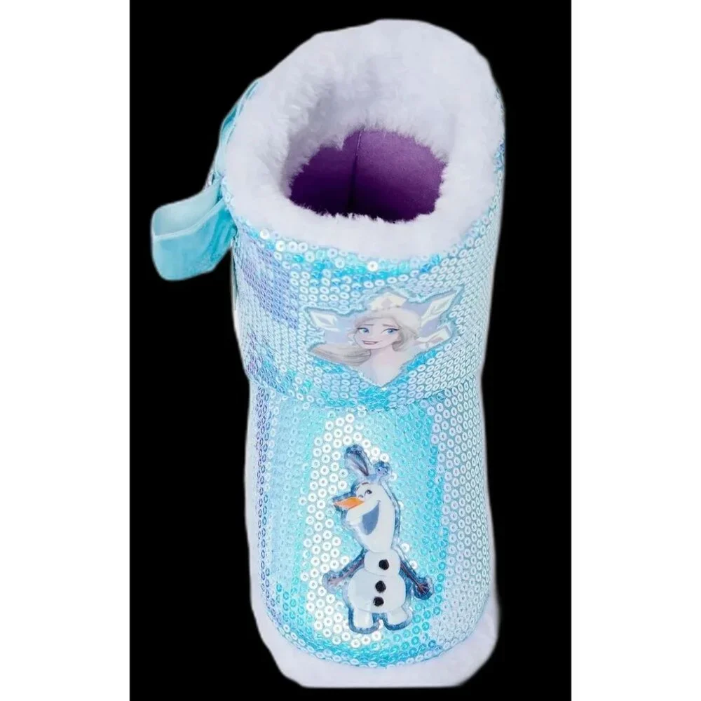 DISNEY PRINCESS FROZEN ELSA ANNA Sequin Slippers TODDLER GIRLS SIZE 7-8 NEW